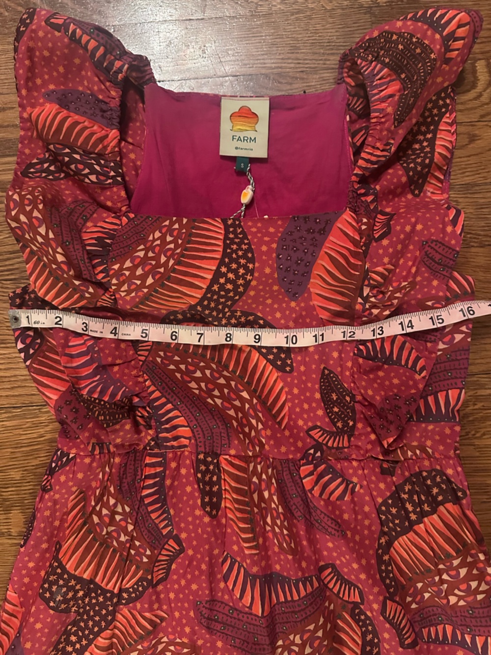 FARM Rio Wild Bananas Ruffled Midi Dress NWT - Picture 6 of 11